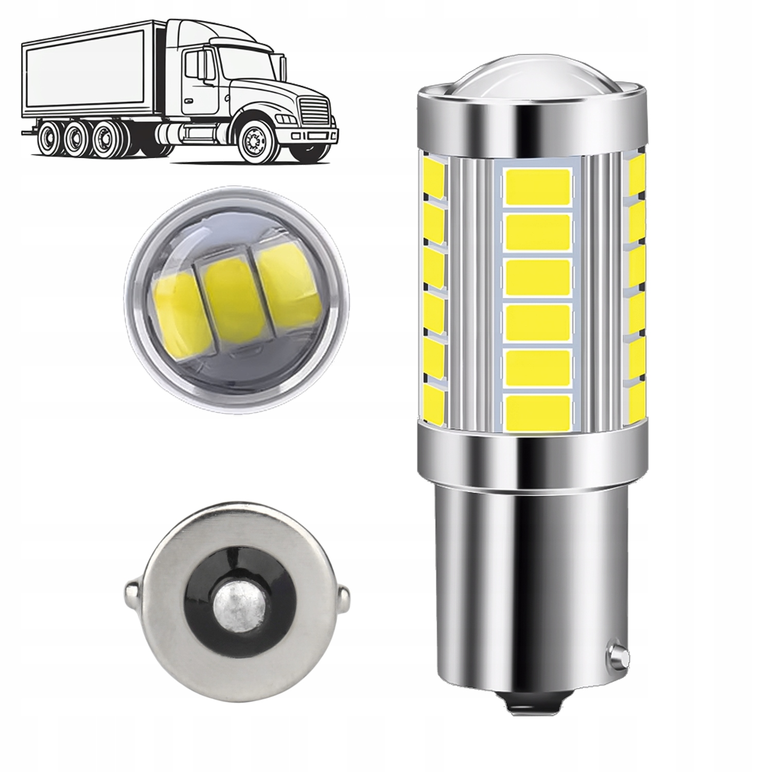 Żarówka P21W Led Xstorm 12V 24V Wstecznego Cofania Zimna Biel 6000k Tir