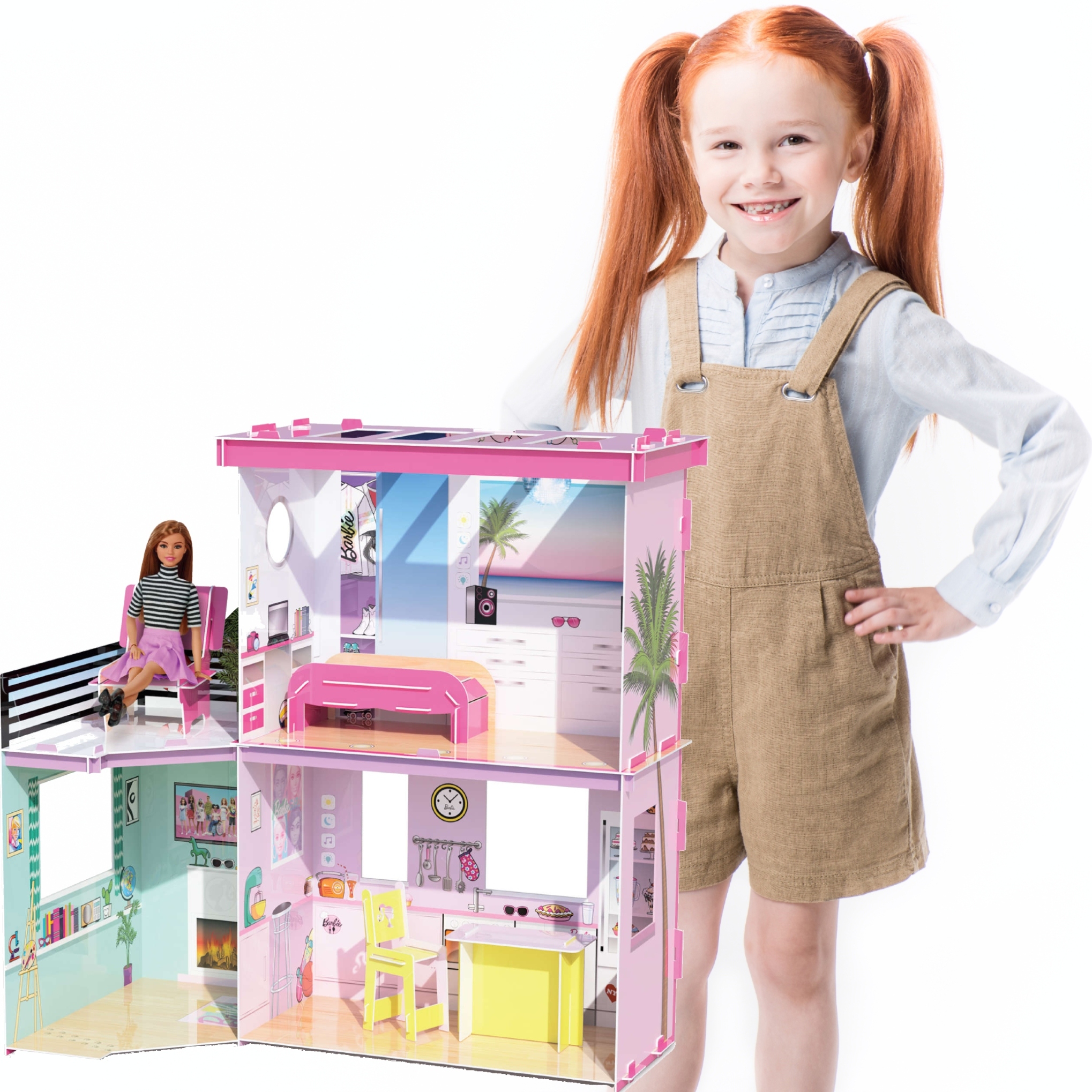 

Domek Dla Lalek Barbie 4 Pokoi Naklejki 70CM Diy