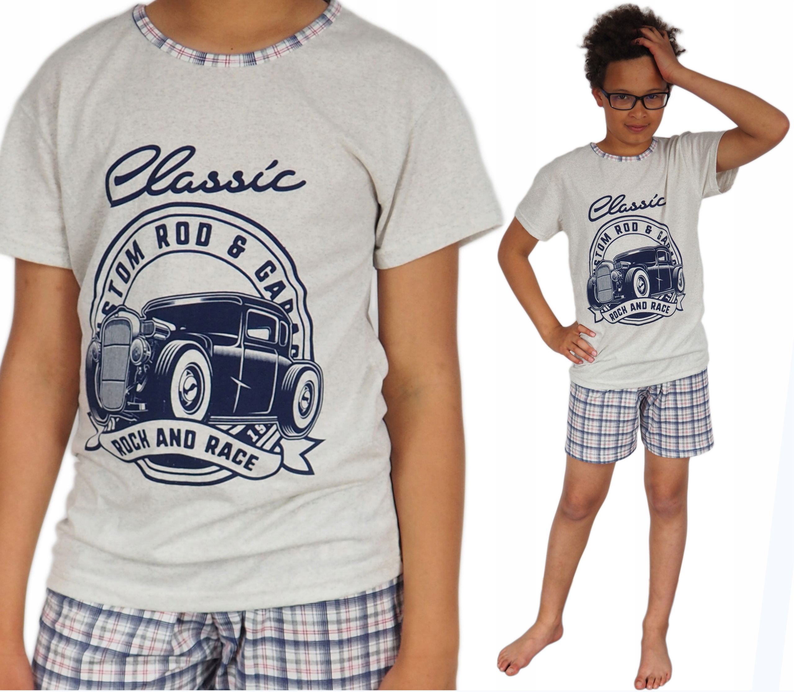 

Piżama młodzieżowa 164/170 L krata Szorty Hot Rod