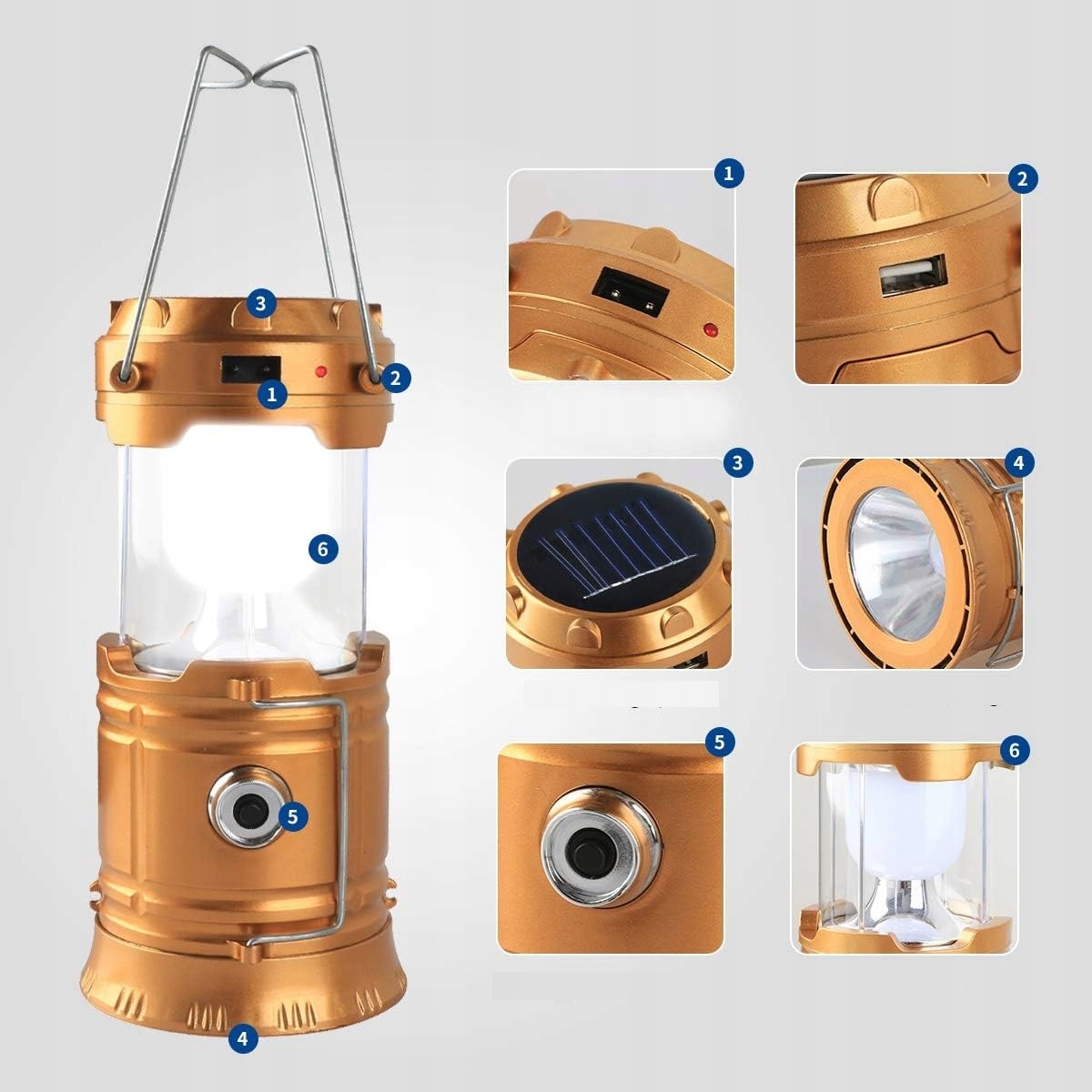 LAMPA KEMPINGOWA LED SOLARNA LATARKA 2w1 POWERBANK USB KOLORY Moc 3 W