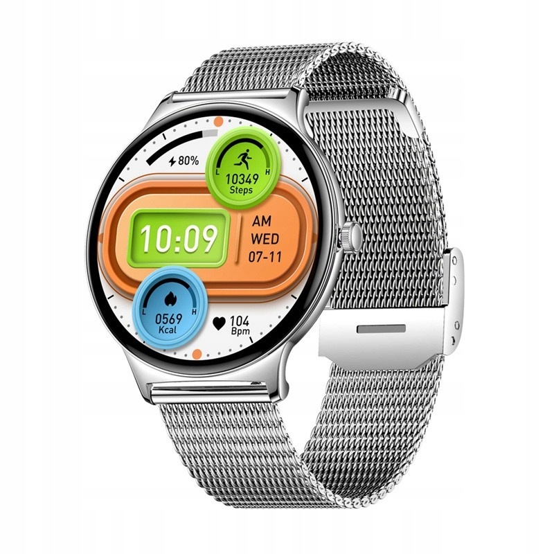 Smartwatch Colmi V89 srebrny ze stalowym paskiem
