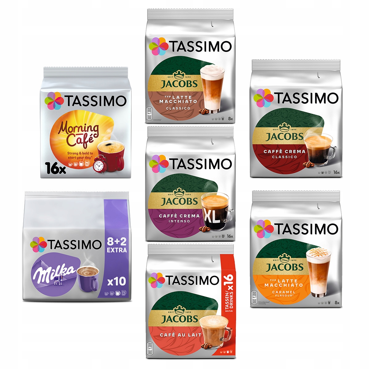 Kapsułki Tassimo kawa czarna , latte 6+1 opakowanie Gratis!