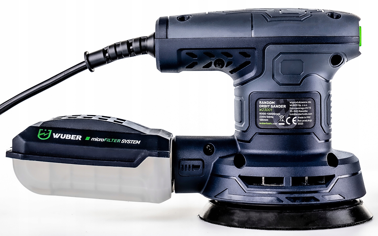 SZLIFIERKA MIMOŚRODOWA OSCYLACYJNA ELEKTRYCZNA WUBER Z REGULACJĄ 1100W Długość przewodu zasilającego 2 m