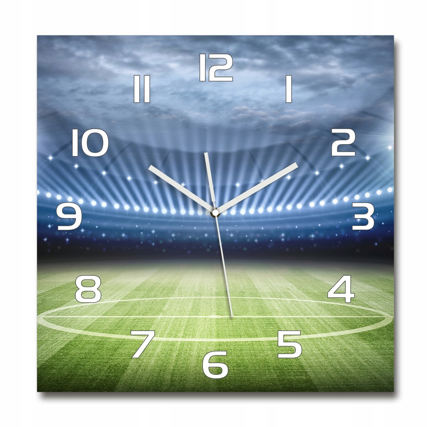 

Szklany kwadratowy zegar z nadrukiem Stadion 60x60