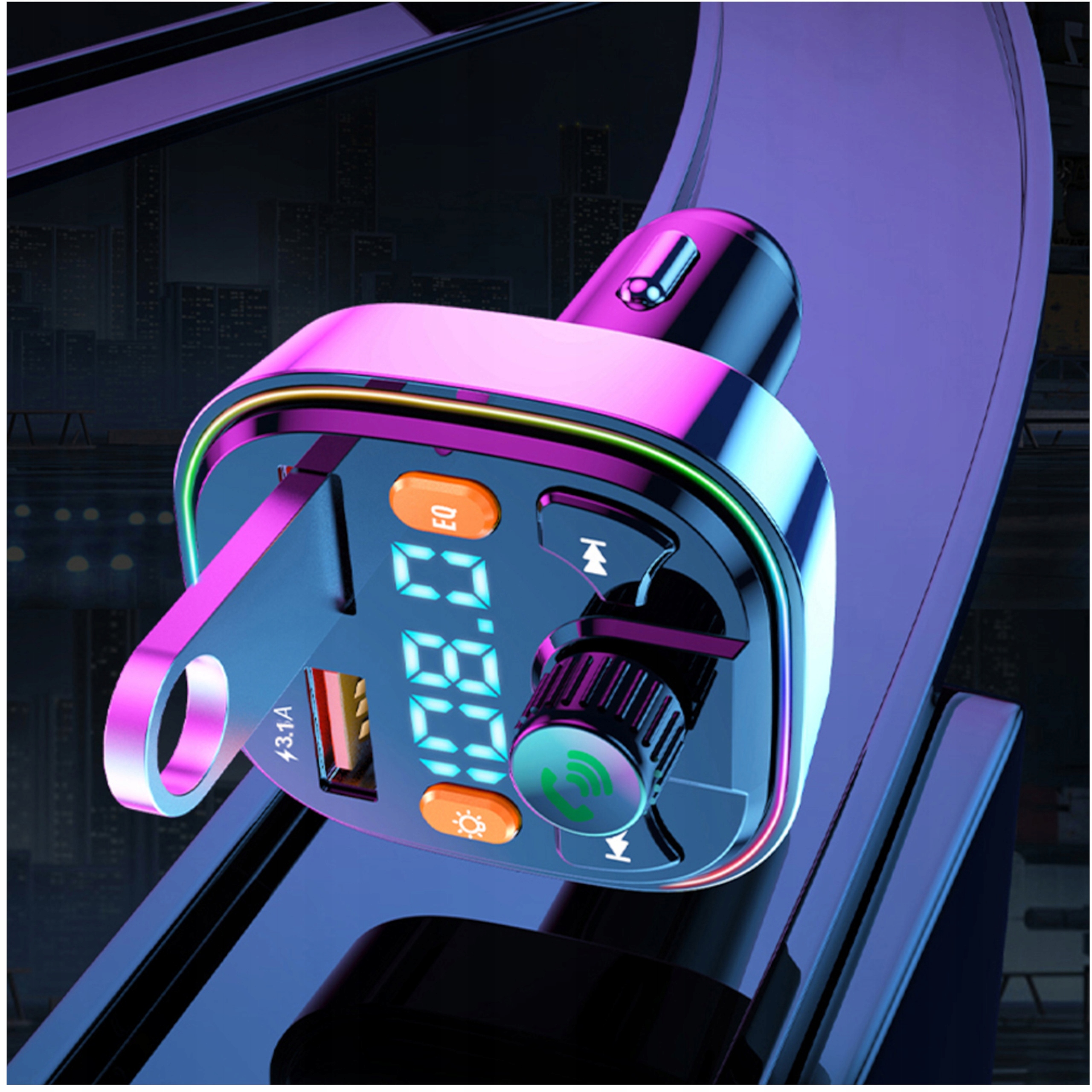 TRANSMITER FM BLUETOOTH 5.0 ŁADOWARKA QC 3.0 PD 20W RGB 2x USB USB-C Marka Blow