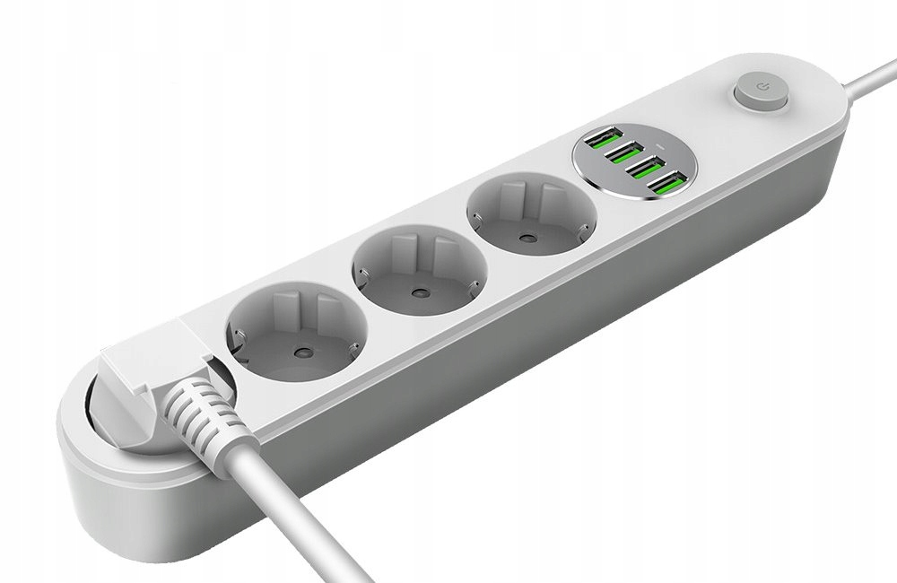 ColorWay CW-CHE44W Napájecí zásuvka 4 konektory 4USB, bílá, 2 m