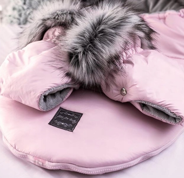 FLOO ŚPIWOREK + RĘKAWICE do wózka z futerkiem PINK Marka Floo