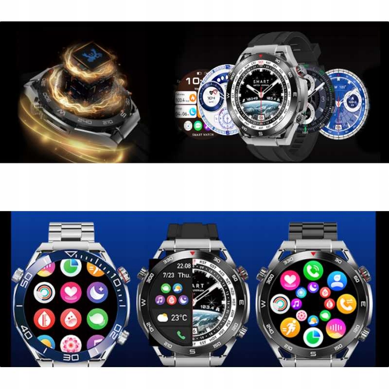 Zegarek Smartwatch męski Kompas Rozmowy Puls Tętno 400mAh ! 360*360 Model inny