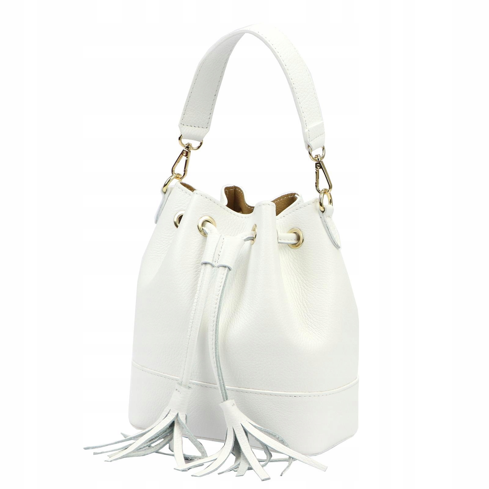 Torebka skórzana damska kuferkowa Luka Dollaro biała