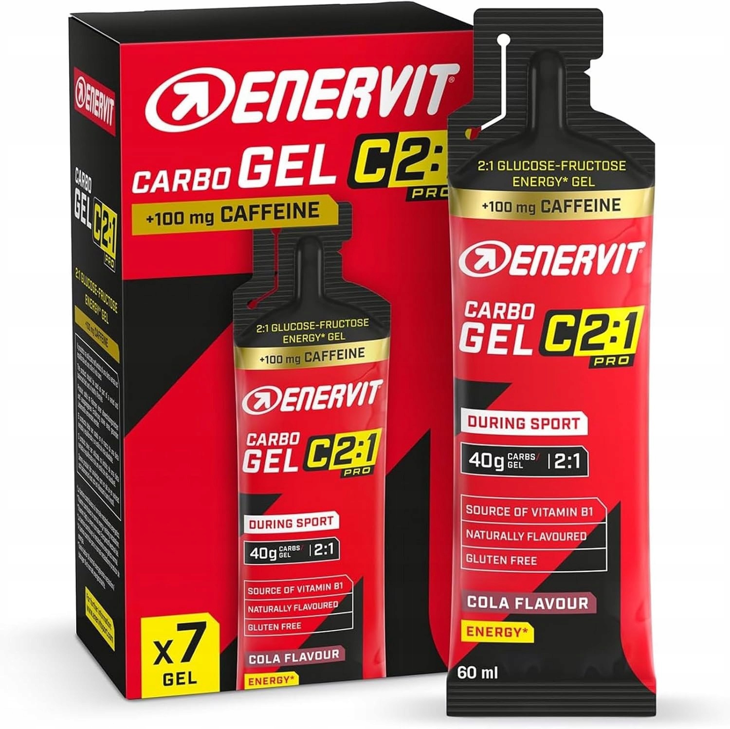 Enervit Energetický gel 40 g uhlí 7x60 ml Box Carbo Gel Cola s kofeinem