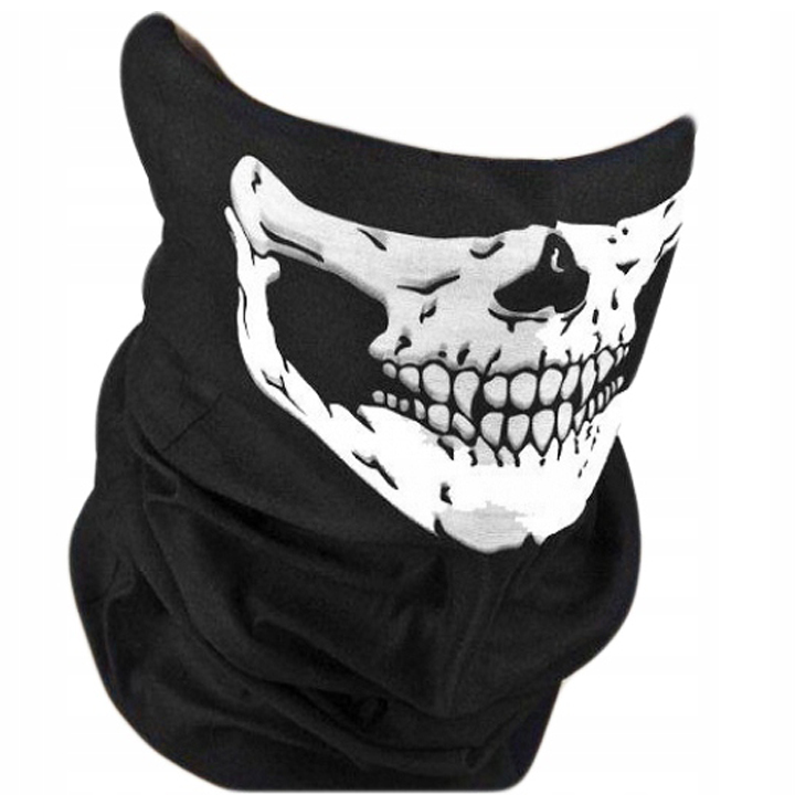 BANDANA KOMIN CZASZKA CHUSTA NA TWARZ MOTOR MOTOCYKL SZALIK TUBA CZARNA