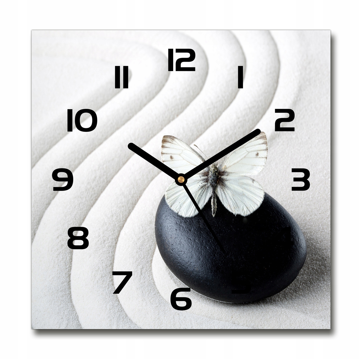 

Zegar szklany kwadratowy Kamień zen i motyl 30x30