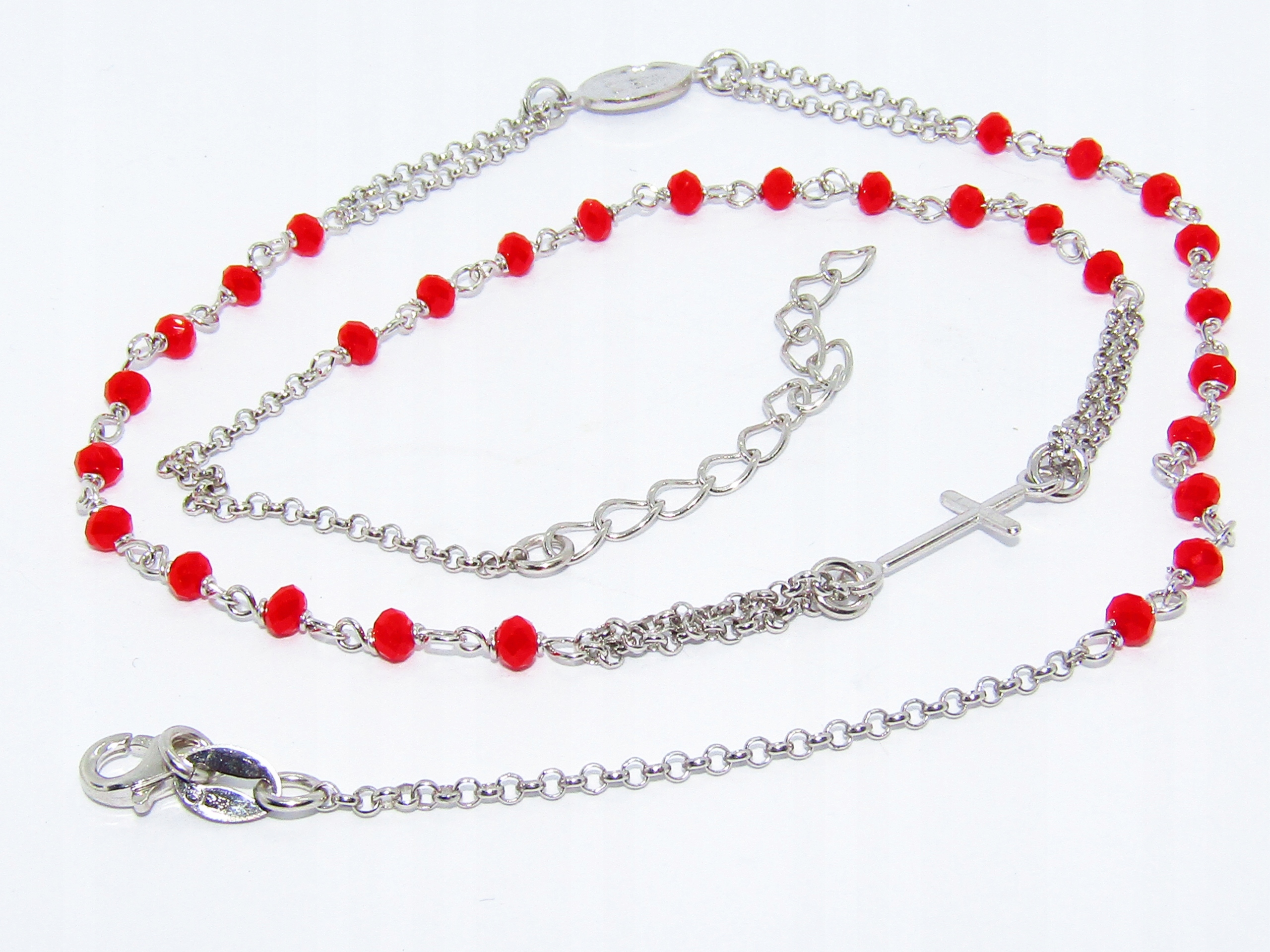 Růženec Stříbrný Rhodiovaný Náhrdelník Stříbro Pr .925