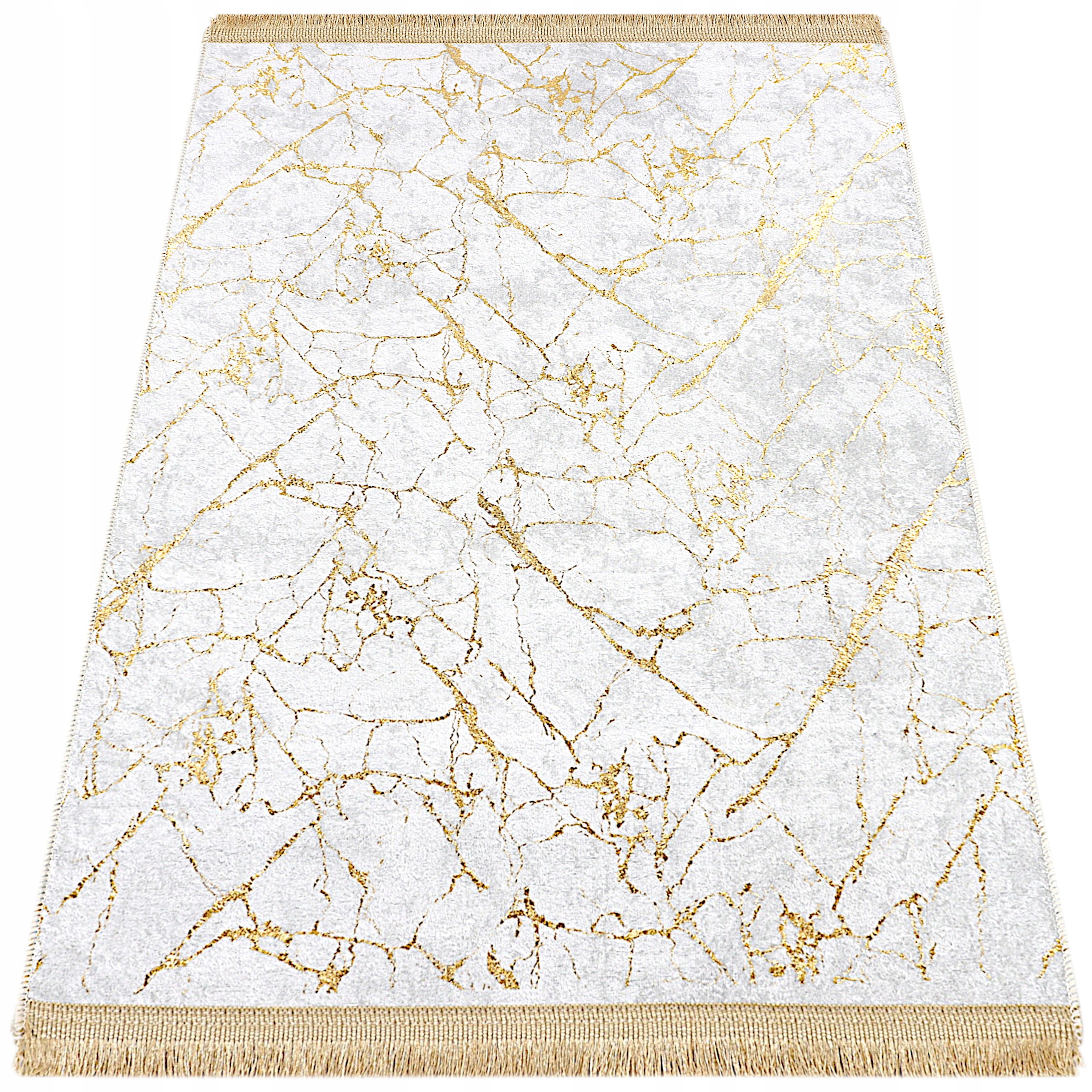 Dywan Antypoślizgowy 80x150 Do Kuchni Salonu Przedpokoju Szary Złoty Mata