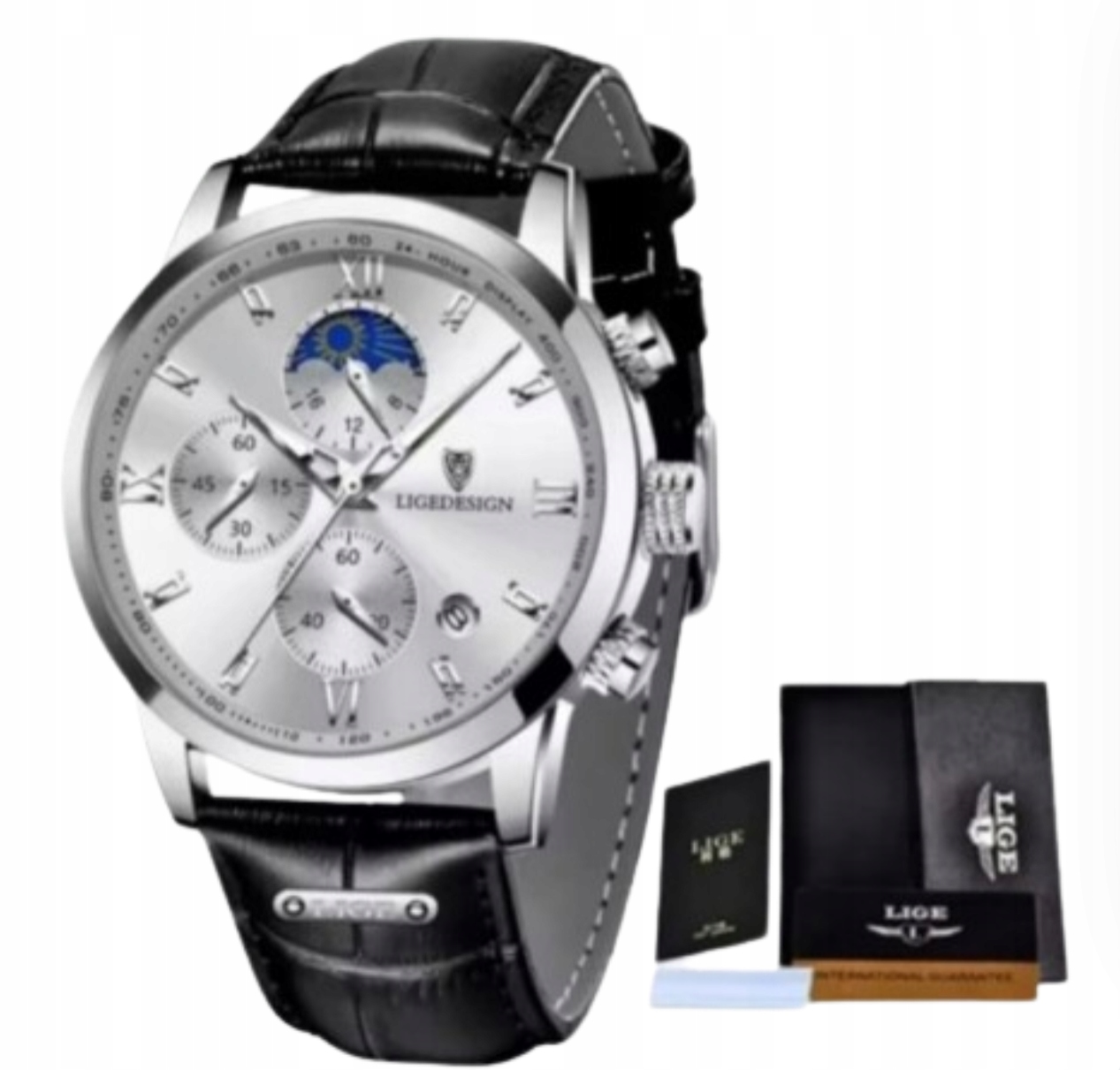Elegantní pánské křemenné hodinky Lige Stříbrné