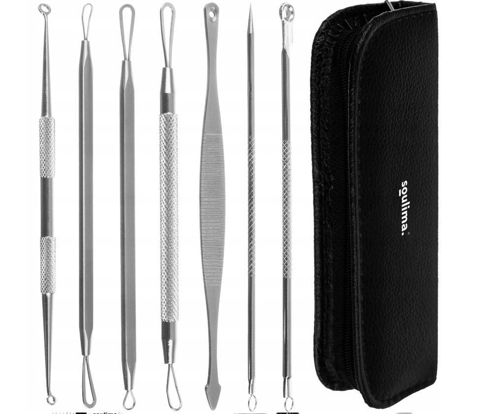 Sada nástrojů na odstranění akné Lžičky černých teček a pupínků S 7 kusů