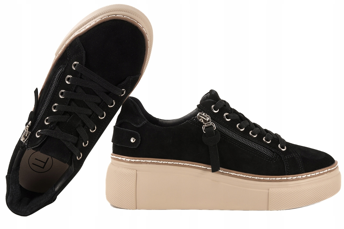 Filippo DP7653 Dámské Polobotky Tenisky Na Platformě Kožené Semišové 40