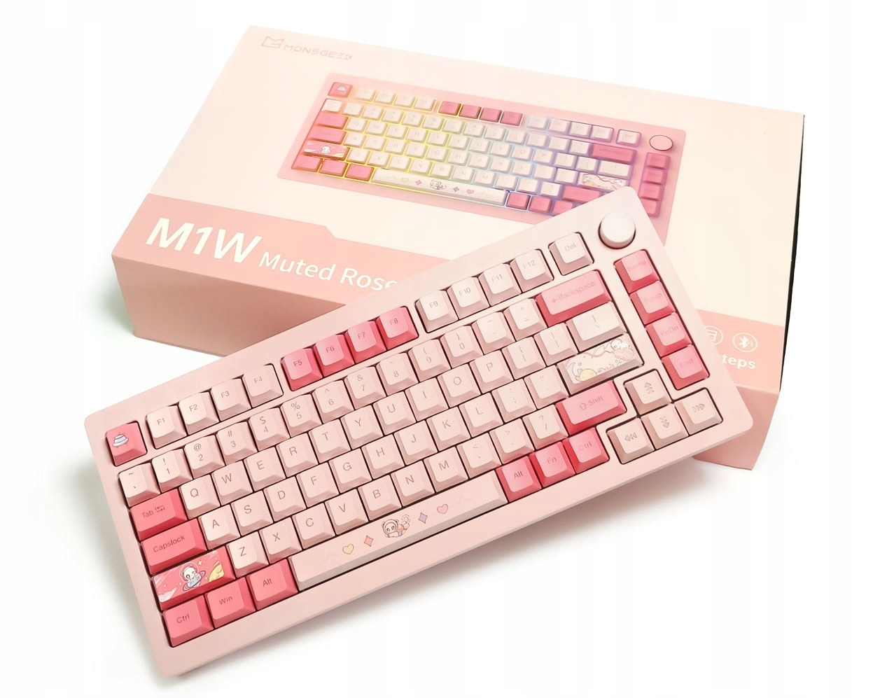 MonsGeek M1W Hotswap 75% M1 Wireless Bezprzewodowa Różowa Rgb Hot Swappable