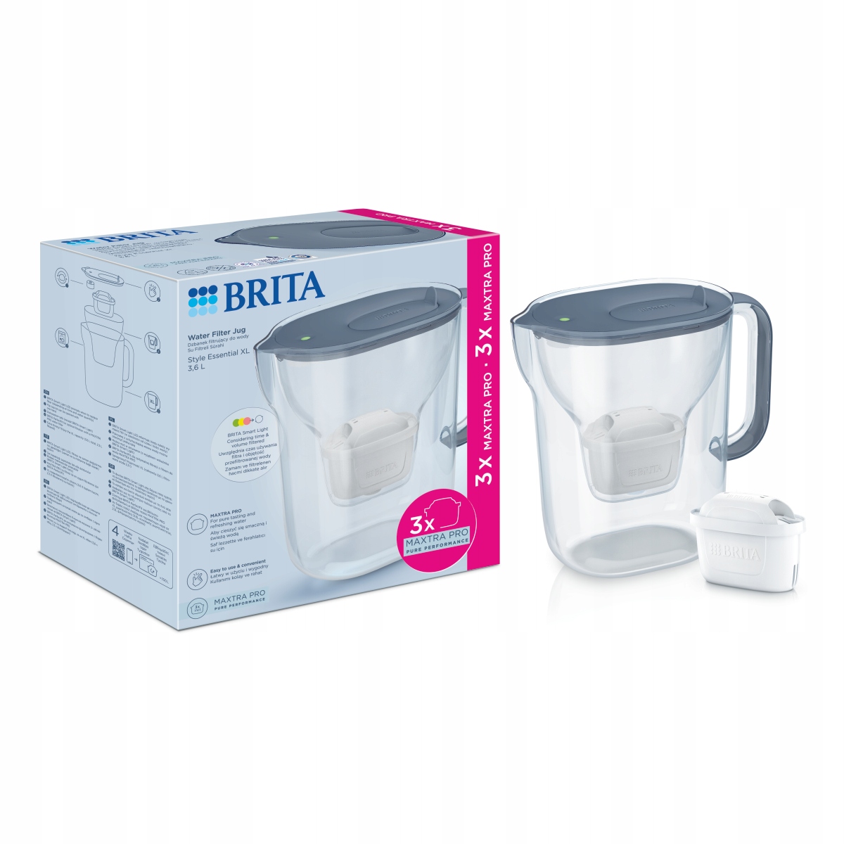 Brita dzbanek filtrujący Style Essential XL grafitowy 3 filtry Maxtra Pro