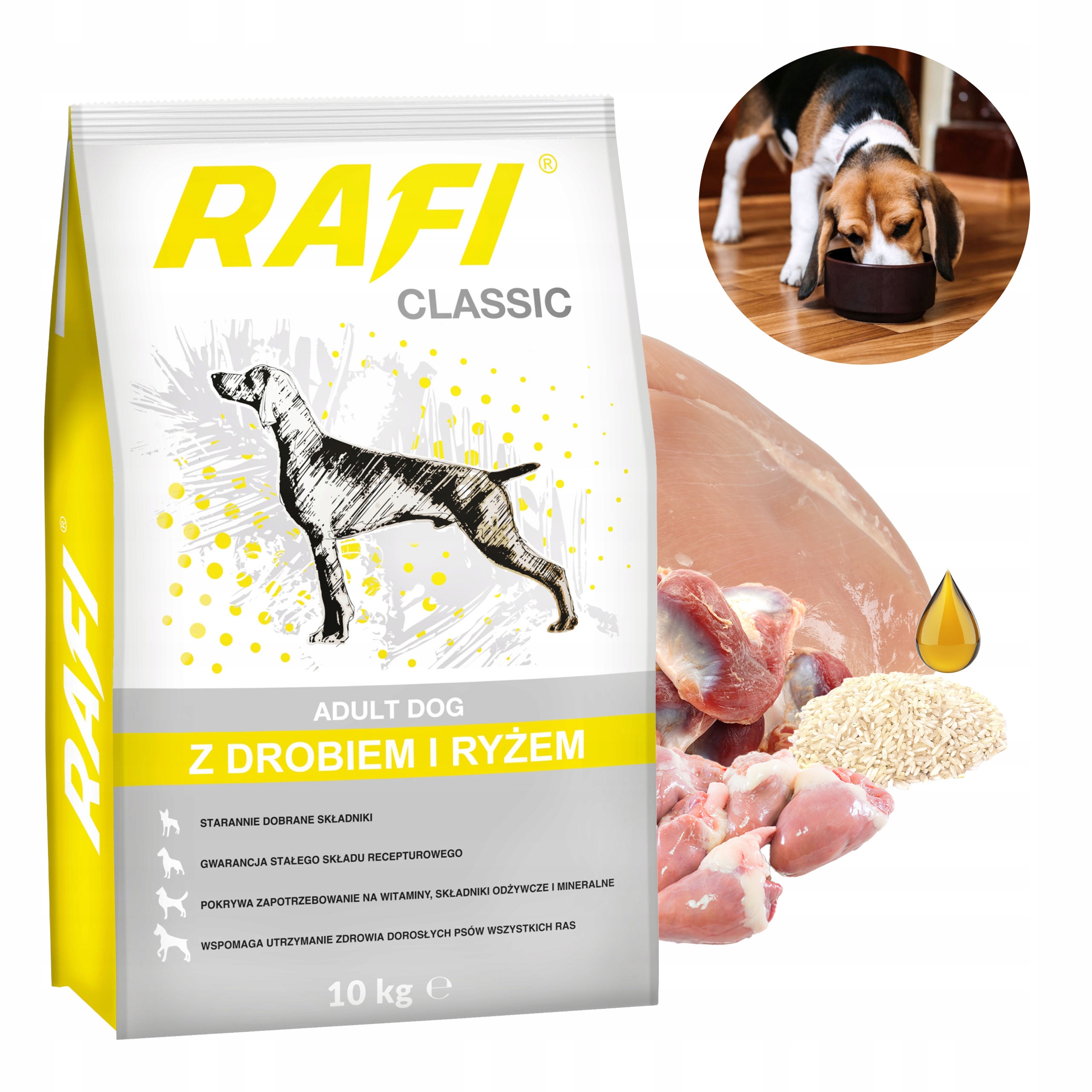 Levně Krmivo pro psy Dolina Noteci Rafi Classic drůbeží rýže 10 kg