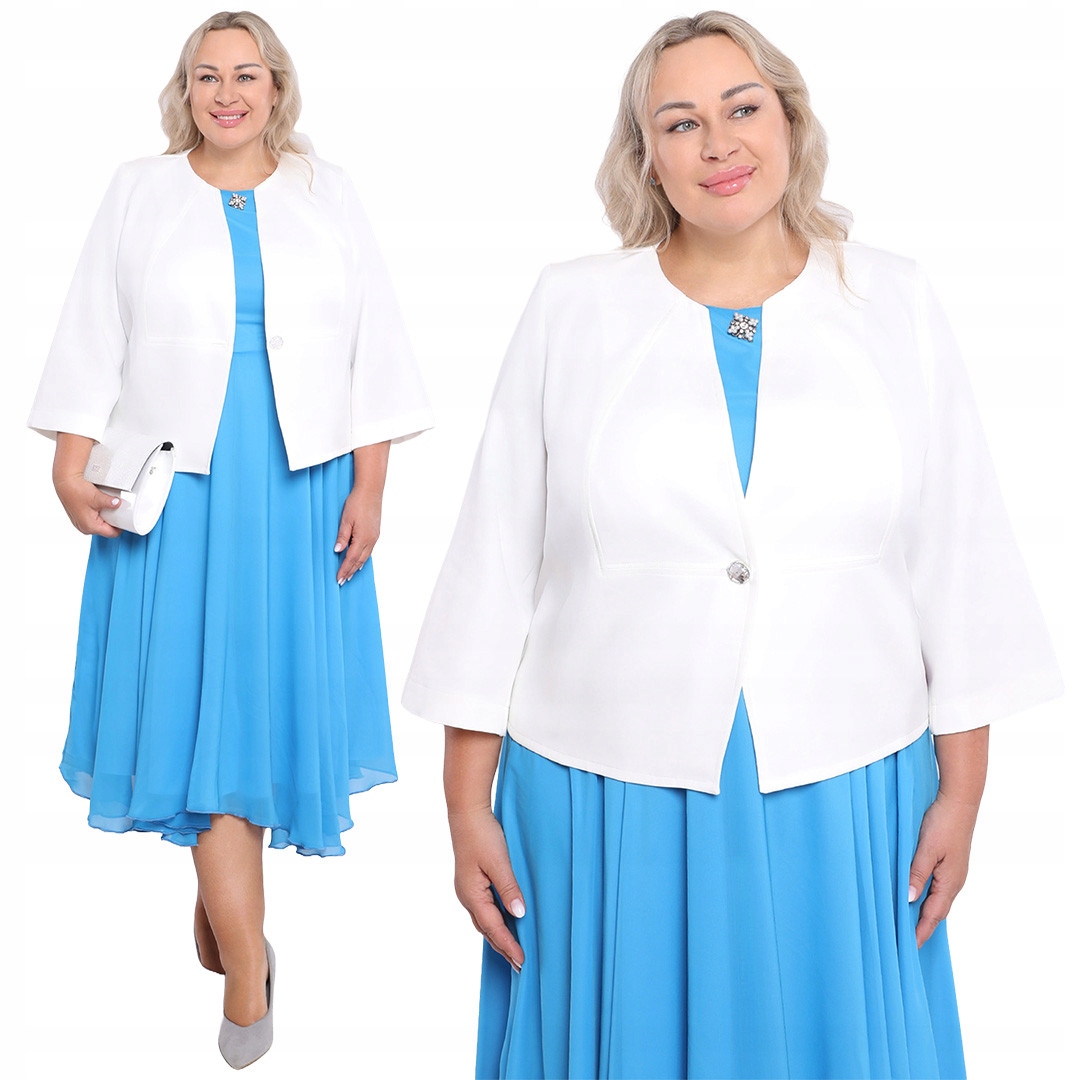 Krémové sako s ozdobným knoflíkem 48