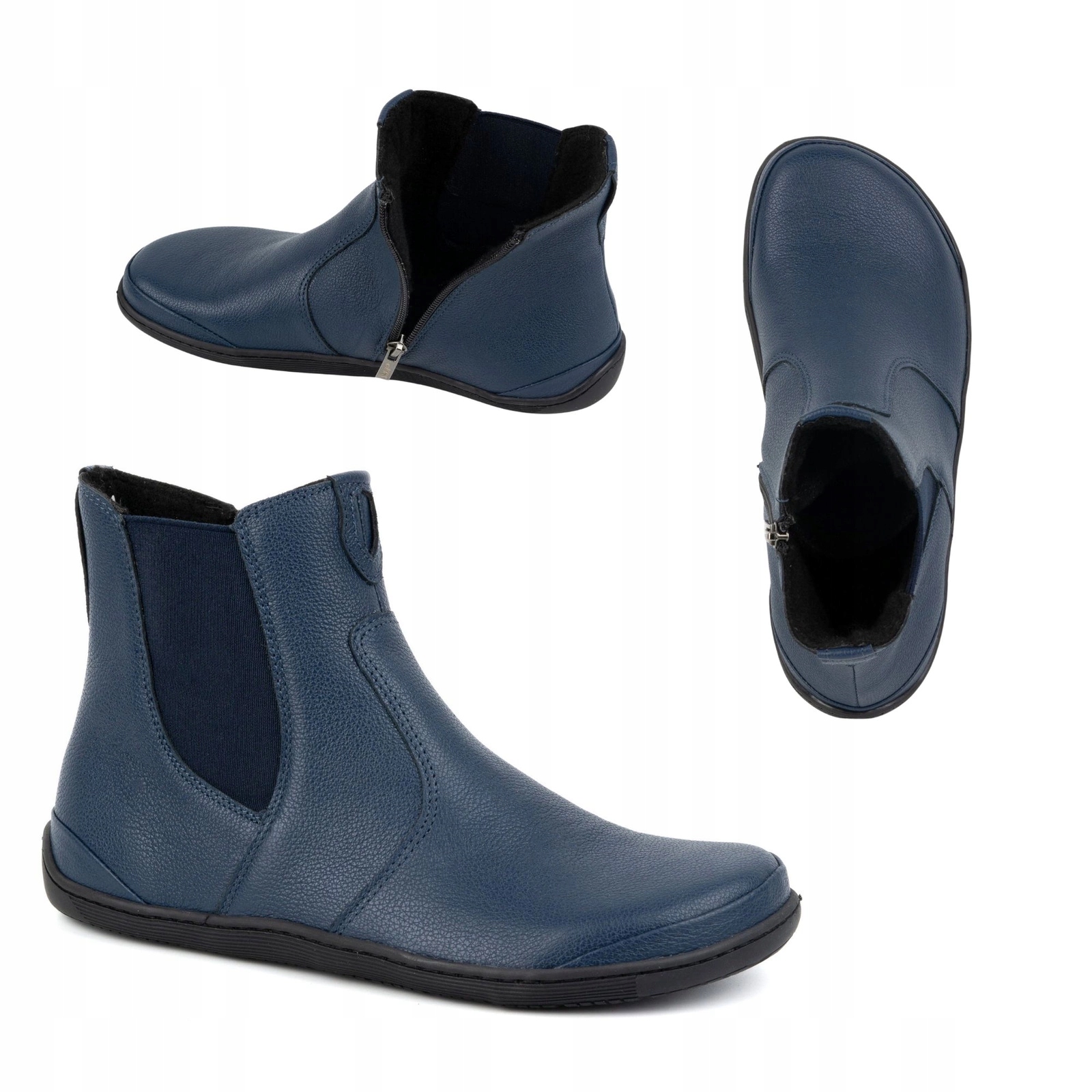 Dámské barefootové boty se zipem, zateplené, velikost 1263, tmavě modré, velikost 36