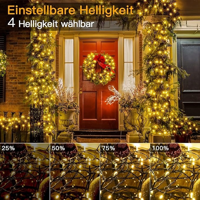 OLLNY Lampki Zewnętrzne Wodoodporne Grialnda Swietlna Z Pilotem 20M 200LED — miniatura 9