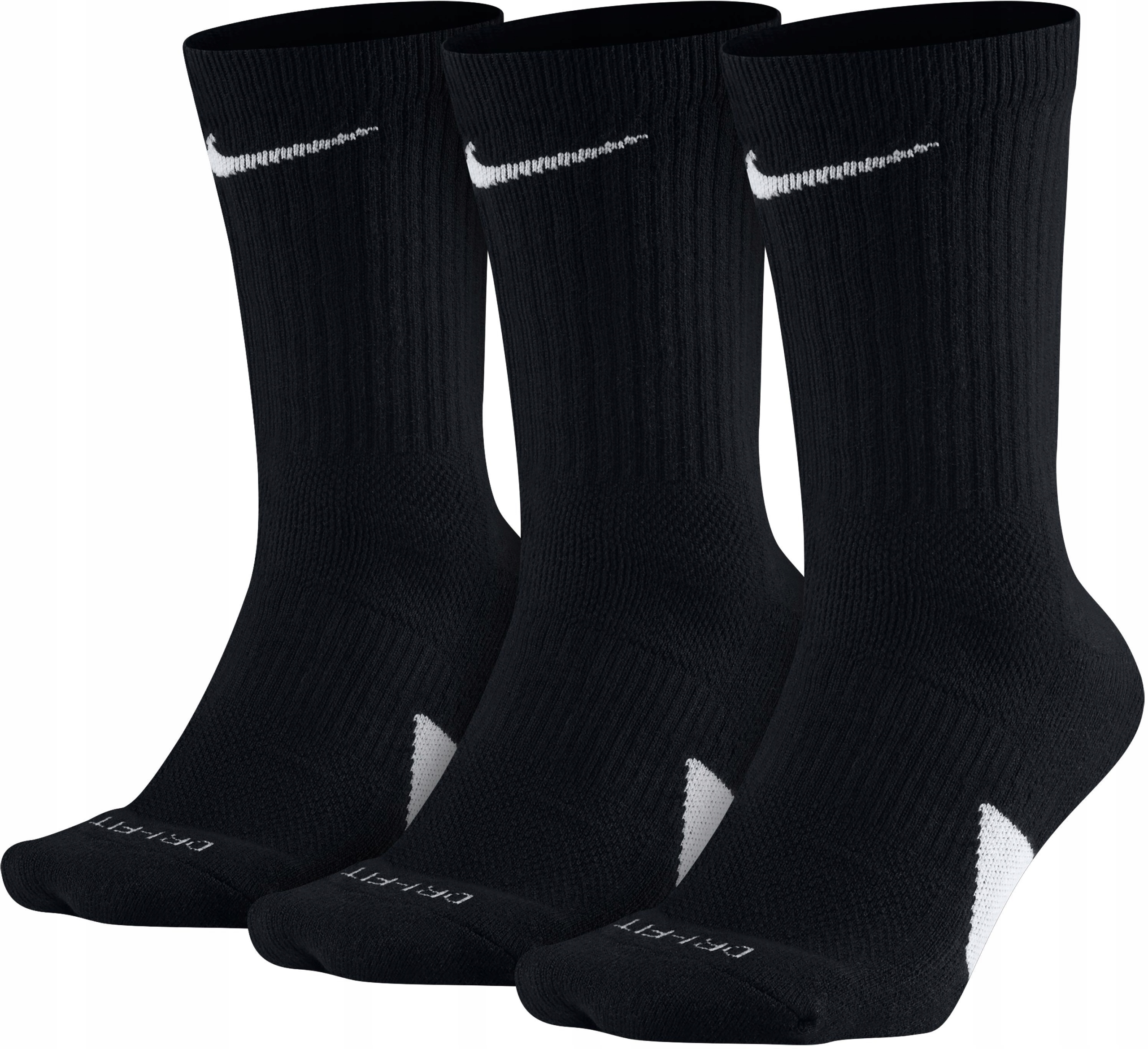 Vysoké ponožky na basketbal Nike Elite Crew, 3 páry, velikost S