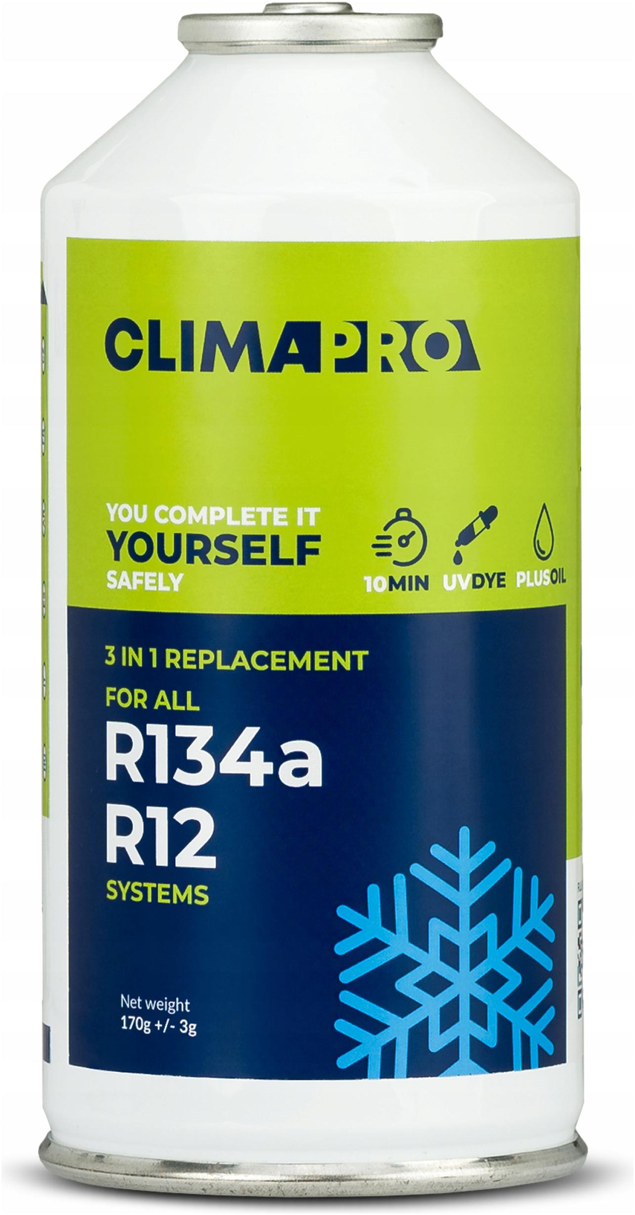 Czynnik klimatyzacji Climapro 170g gaz do napełniania klimy aut z R134a R12