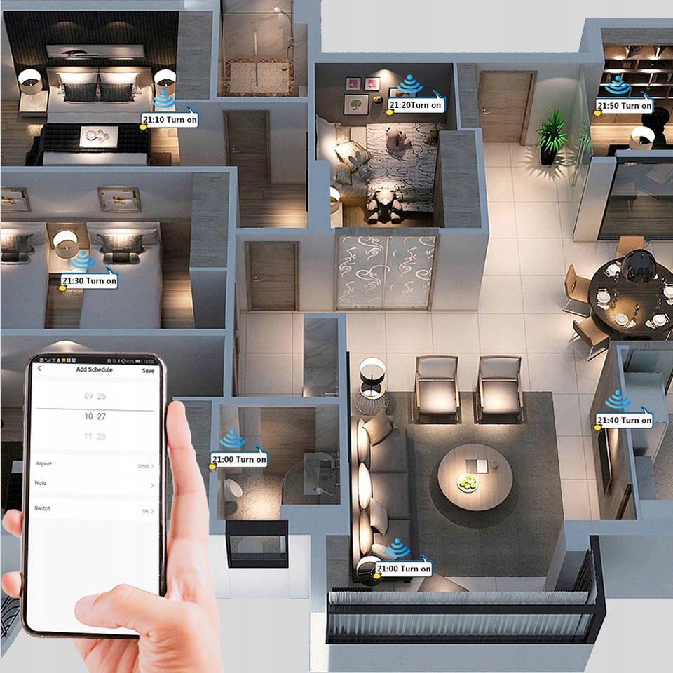 Szkło dotykowe LED WŁĄCZNIK ŚWIATŁA fi60 Pojedynczy Biały WiFi Tuya Smart Marka bez marki