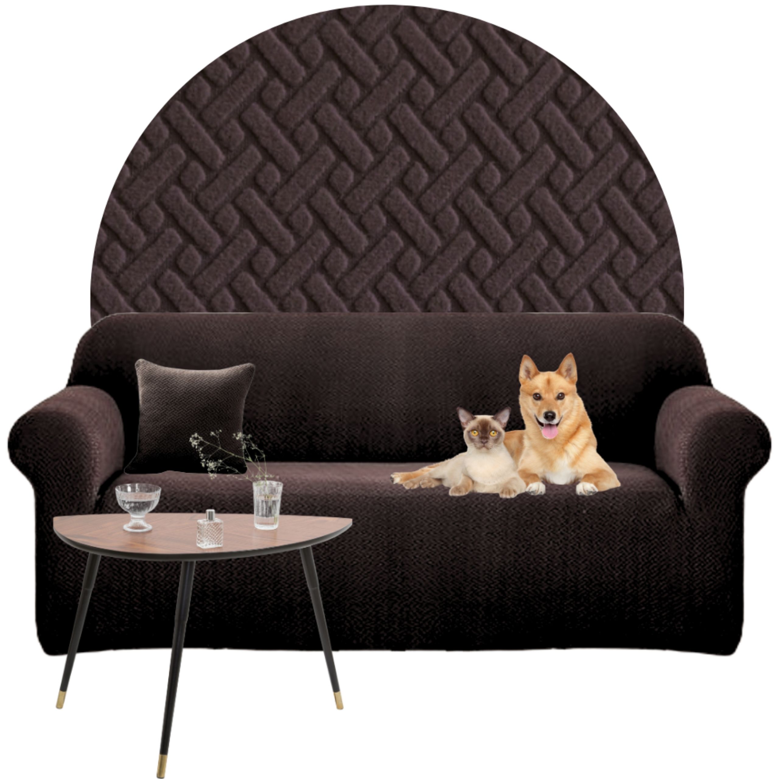 Potah Na Křeslo A Pohovku Elastický Žakár S Jedličkou 235-300 Oeko-tex