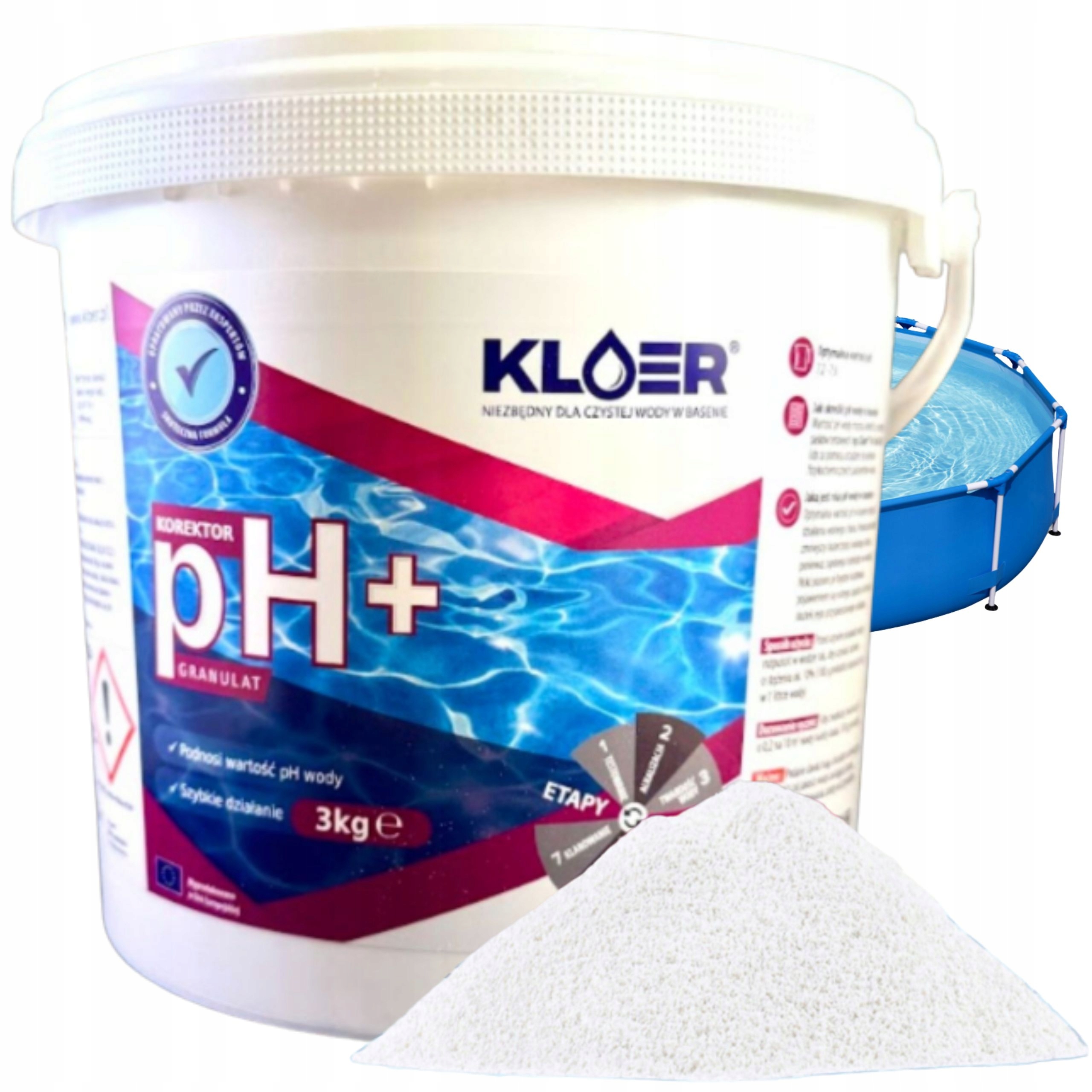 pH Plus granulat KLOER do podnoszenia pH wody w basenie 3 kg