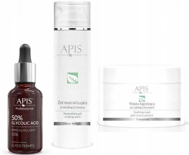 APIS KWAS GLIKOLOWY 50%+ŻEL CHŁODZĄCY+MASKA 200ML