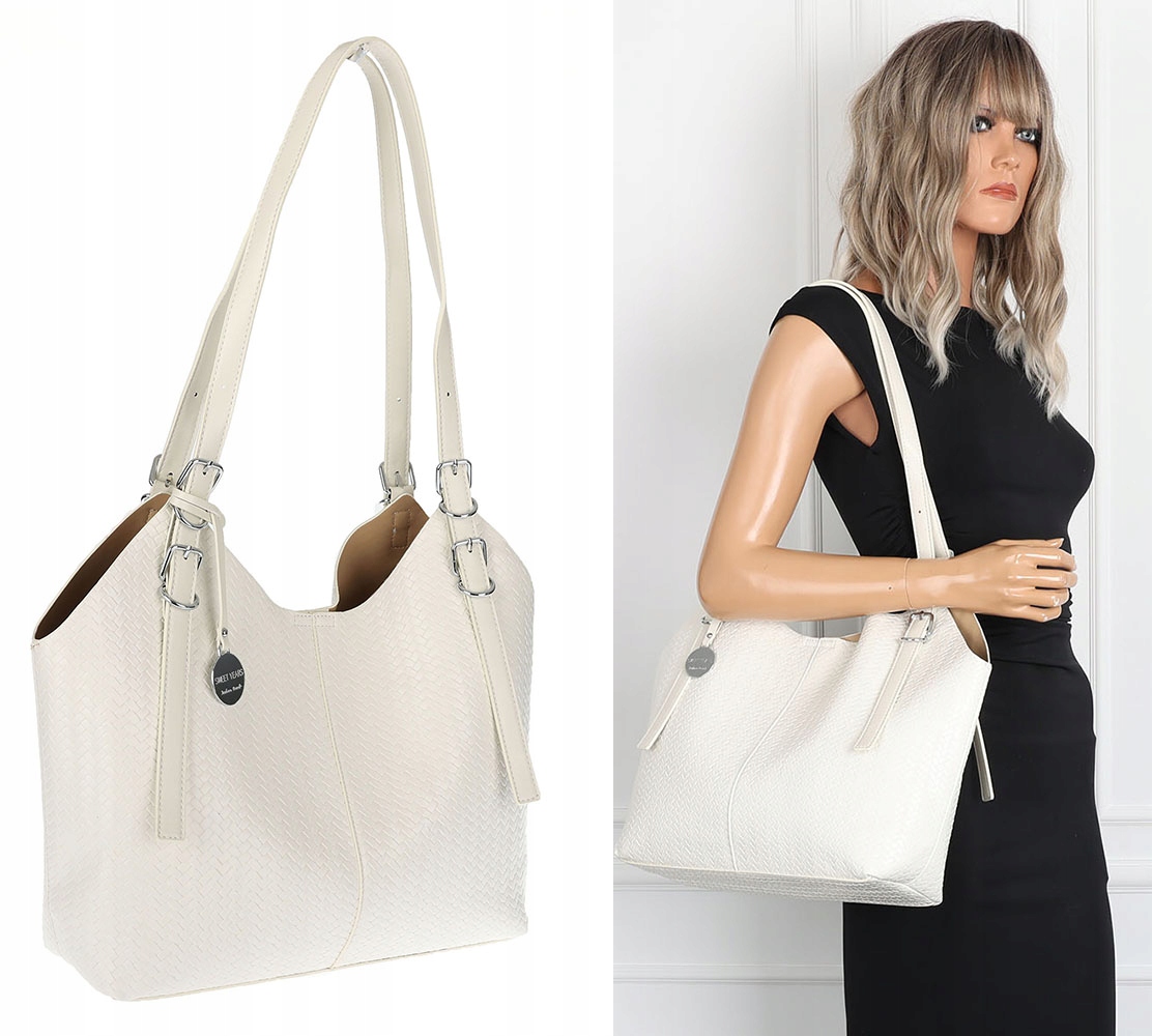 Dámská kabelka Pletená taška Shopper Módní taška přes rameno NSY2963 Bílá