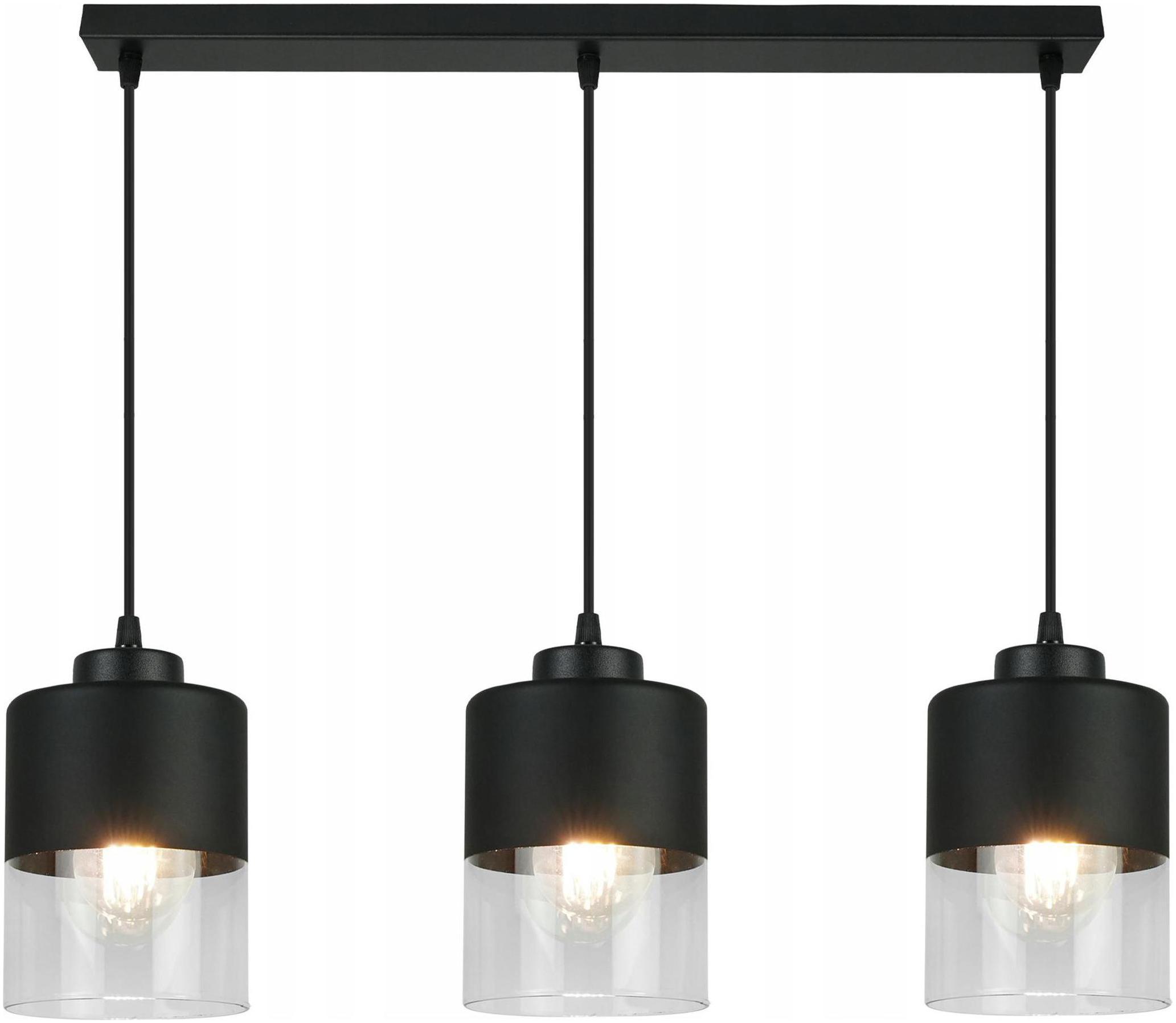 Lampa Sufitowa Wisząca Czarna Szklane Klosze Led E27 Salon Biuro Jadalnia