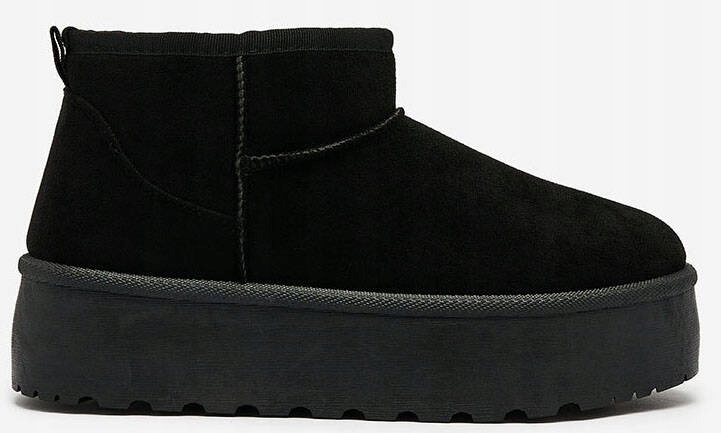 7684 CZARNE OCIEPLANE BOTKI ŚNIEGOWCE PLATFORMA 40