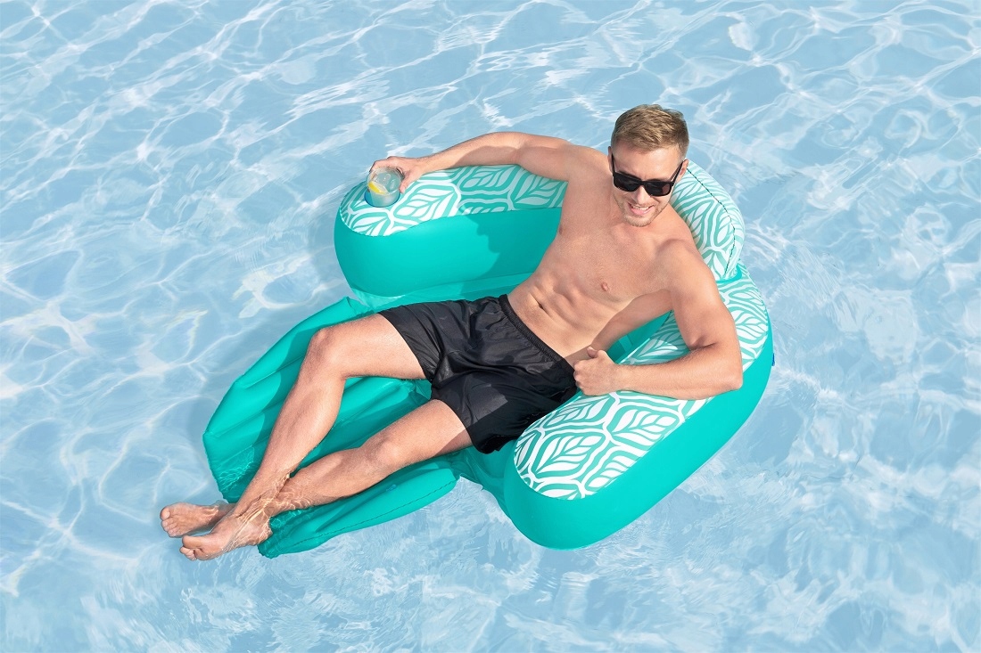WYGODNY DMUCHANY FOTEL DO PŁYWANIA MATERAC PONTON BESTWAY 43719 Model Rozkładany fotel