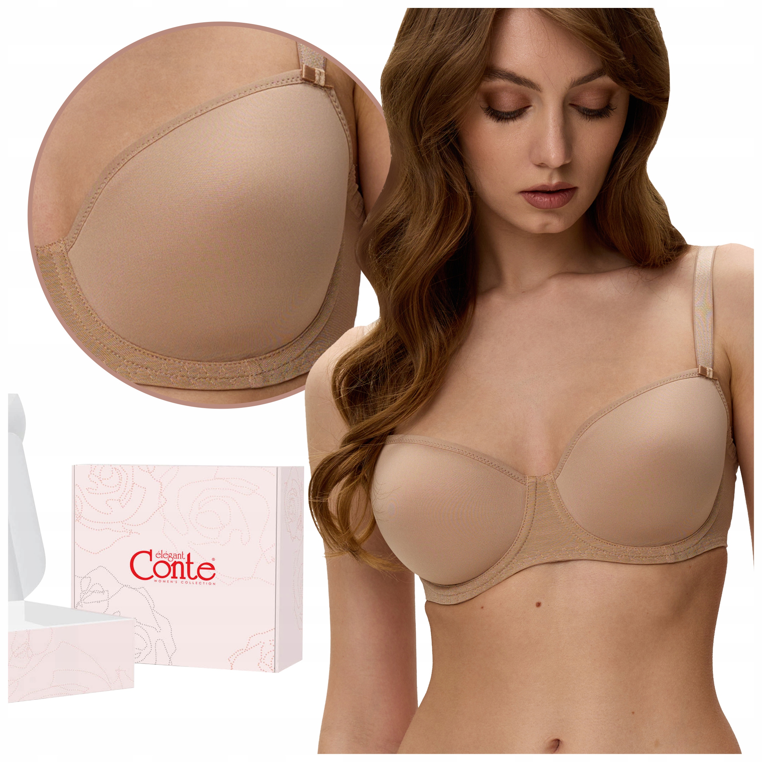 Biustonosz Spacer niewidoczny pod ubraniem Conte RB0001 beżowy 75E