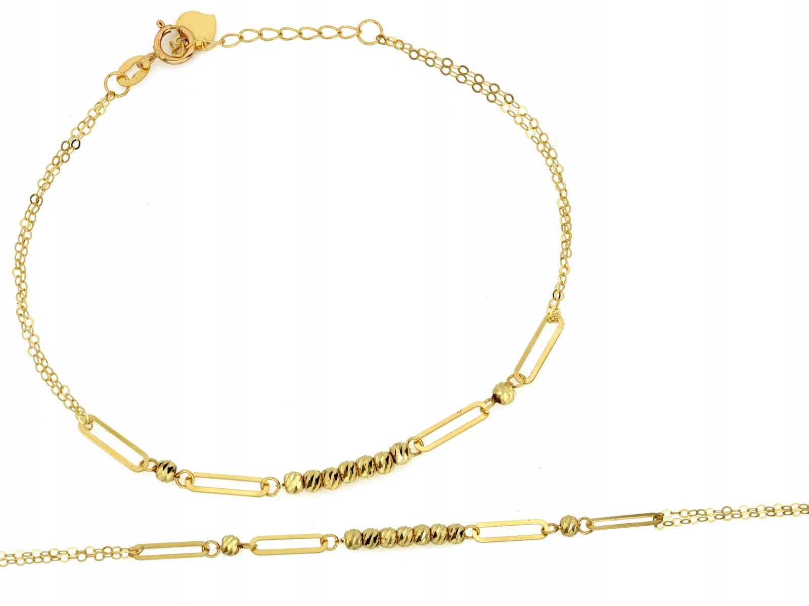 Zlatý náramek 585 s diamantovými kuličkami r20 velké články 0.83 g