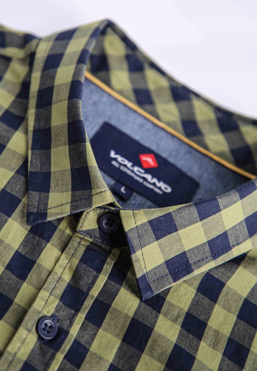 MĘSKA KOSZULA REGULAR FIT VOLCANO K-OVAR L Kolor zielony