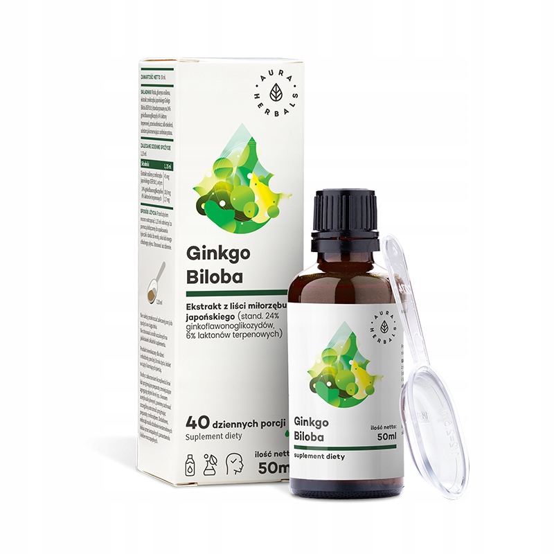 2 x Aura Herbals Ginkgo Biloba ekstrakt miłorząb japoński 50 ml