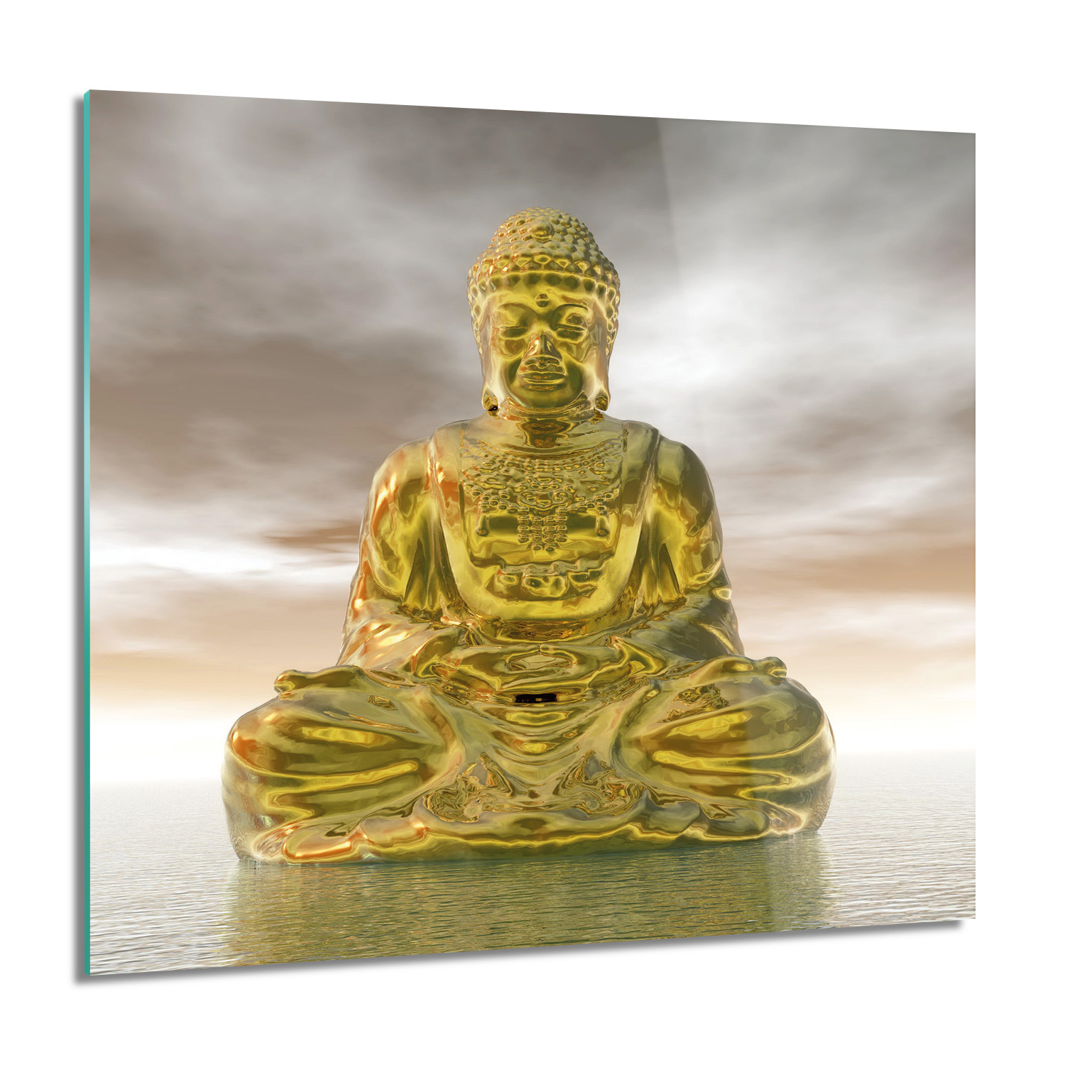 Zlatý Buddha 3D nástěnný skleněný obraz 60x60 grafika