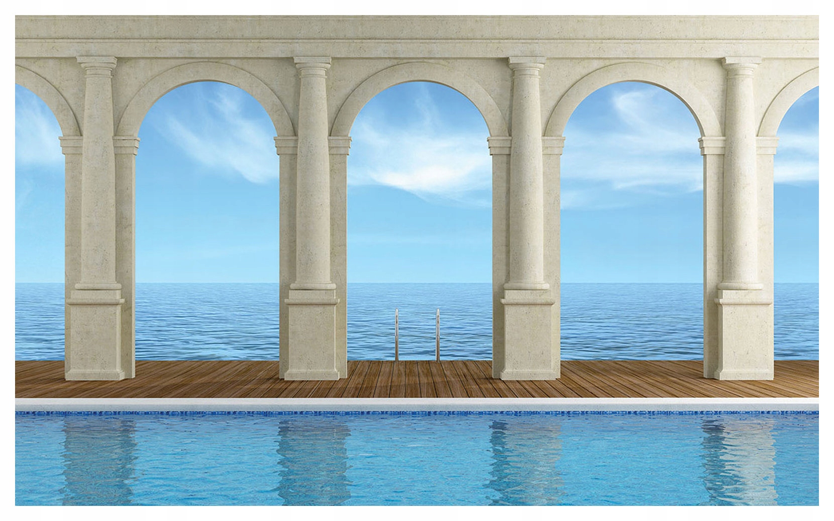 Vliesová fototapeta Luki Ocean Bazén modrý s výhľadom 300x210 lepidlo