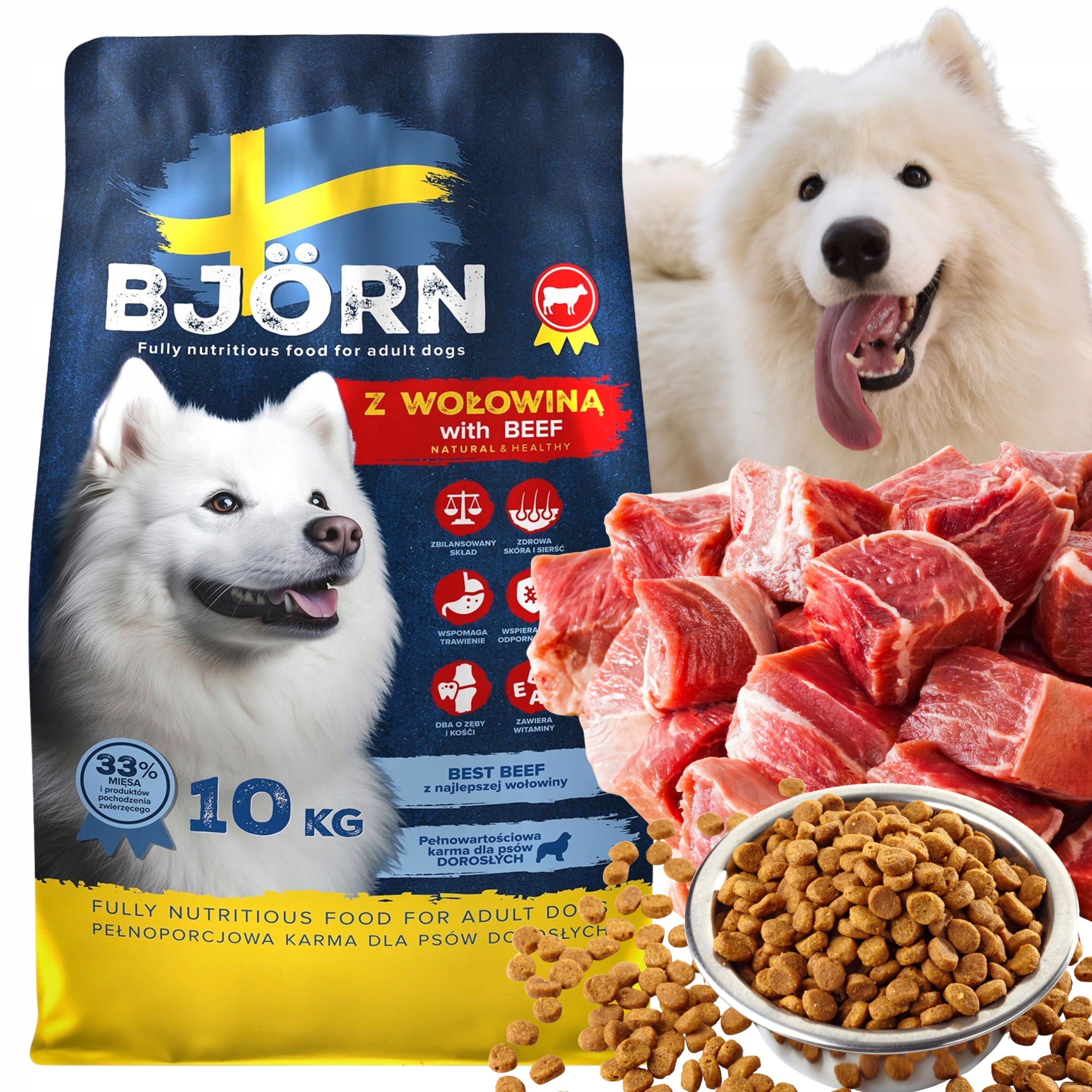 Levně Krmivo Suché Pro Psy Bjorn Z Hovězího Masa 33%, Bohaté Na Bílkoviny A Vitamíny