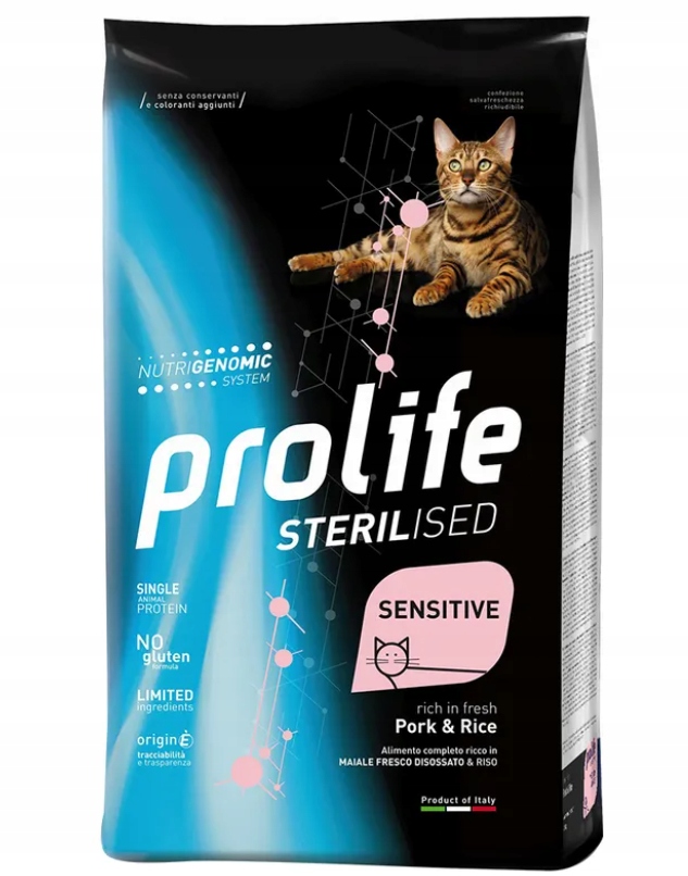 Karma dla kotów Prolife Cat Sensitive Sterilised Pork & Rice 7 kg
