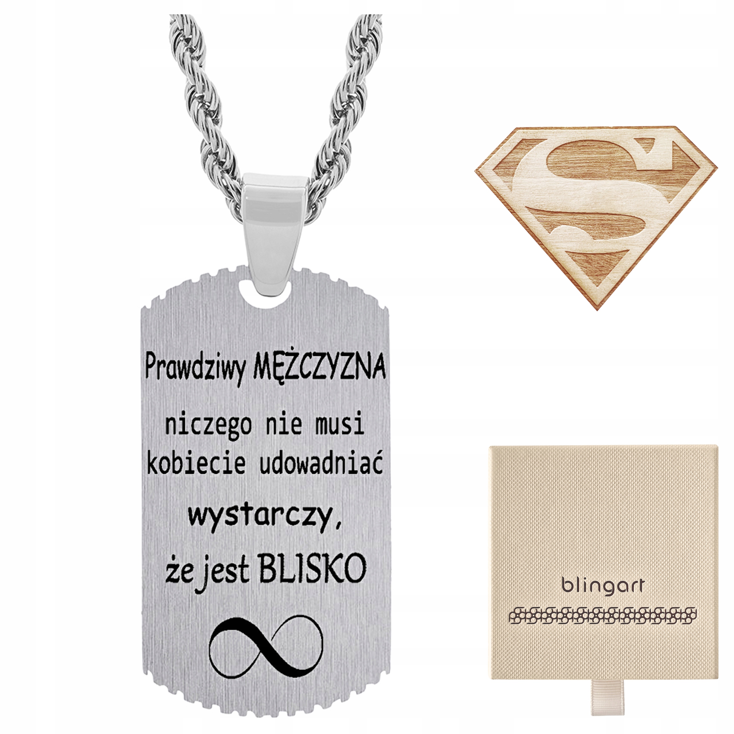 Náhrdelník s gravírováním Dárek Pro Muže vojenská známka ocel Blingart