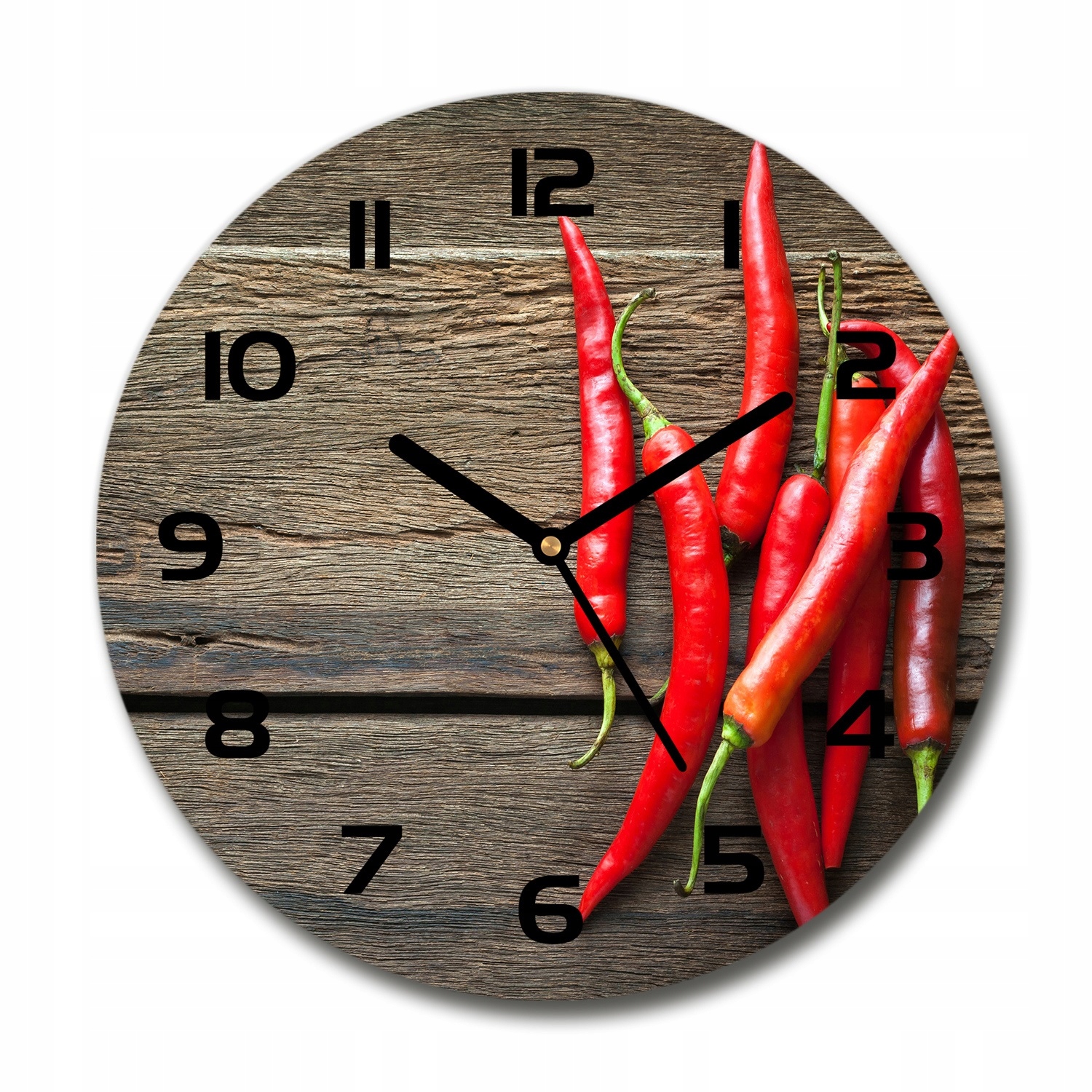 

Zegar szklany okrągły Papryczki chilli fi 30 cm