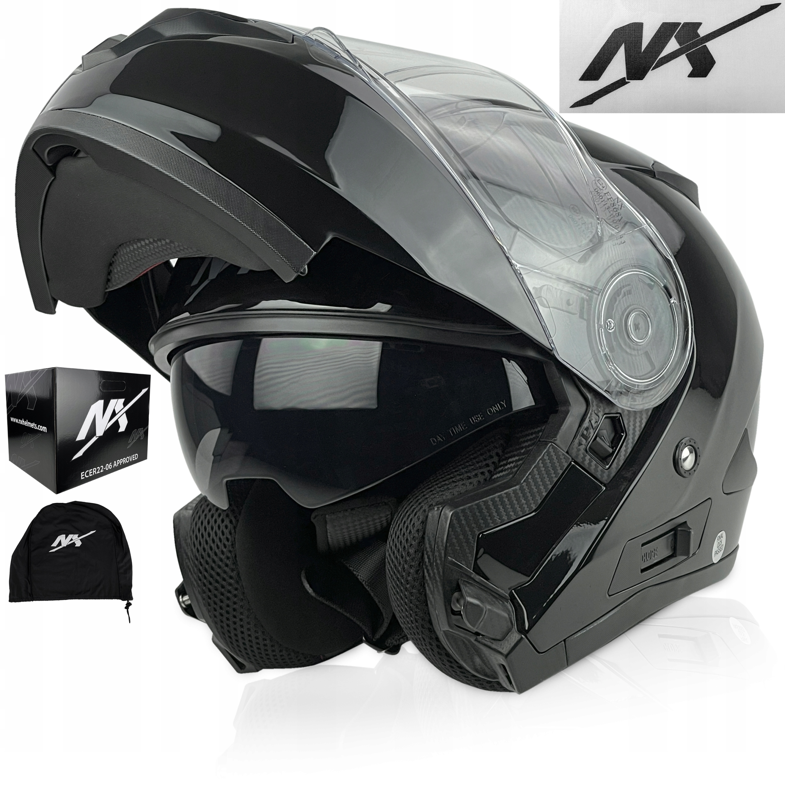 Kask Motocyklowy Szczękowy Nx Tourism Z Blendą r.M Podwójna Homologacja P/j