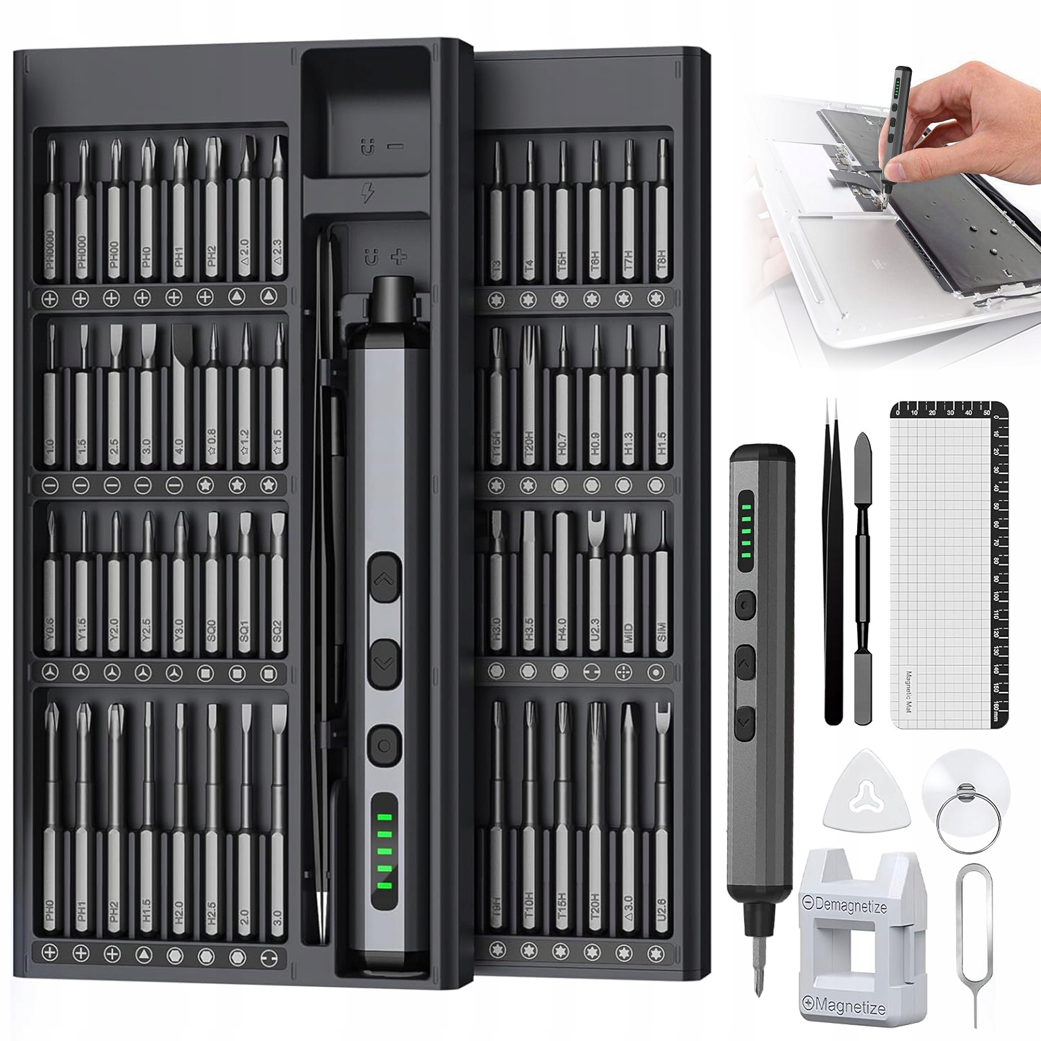 Elektrický Přesný Šroubovák 64 Hrotů Led S2 Magnetický Pro Diy