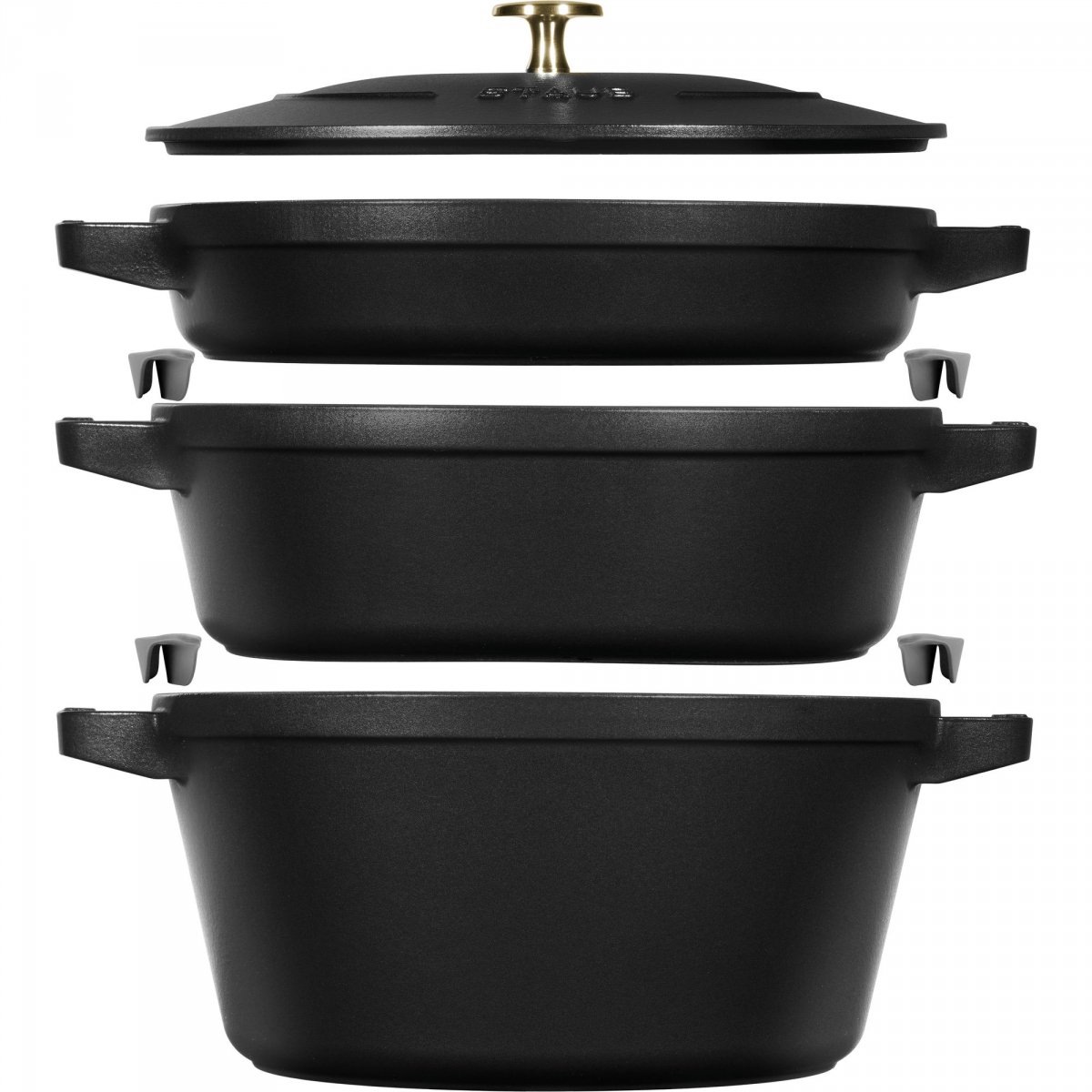 Sada 3 nádob veko 24 cm čierna Staub